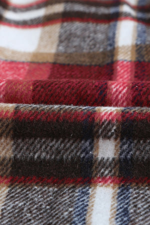 Brown Plaid Button Up Long Sleeve Flannel Jacket