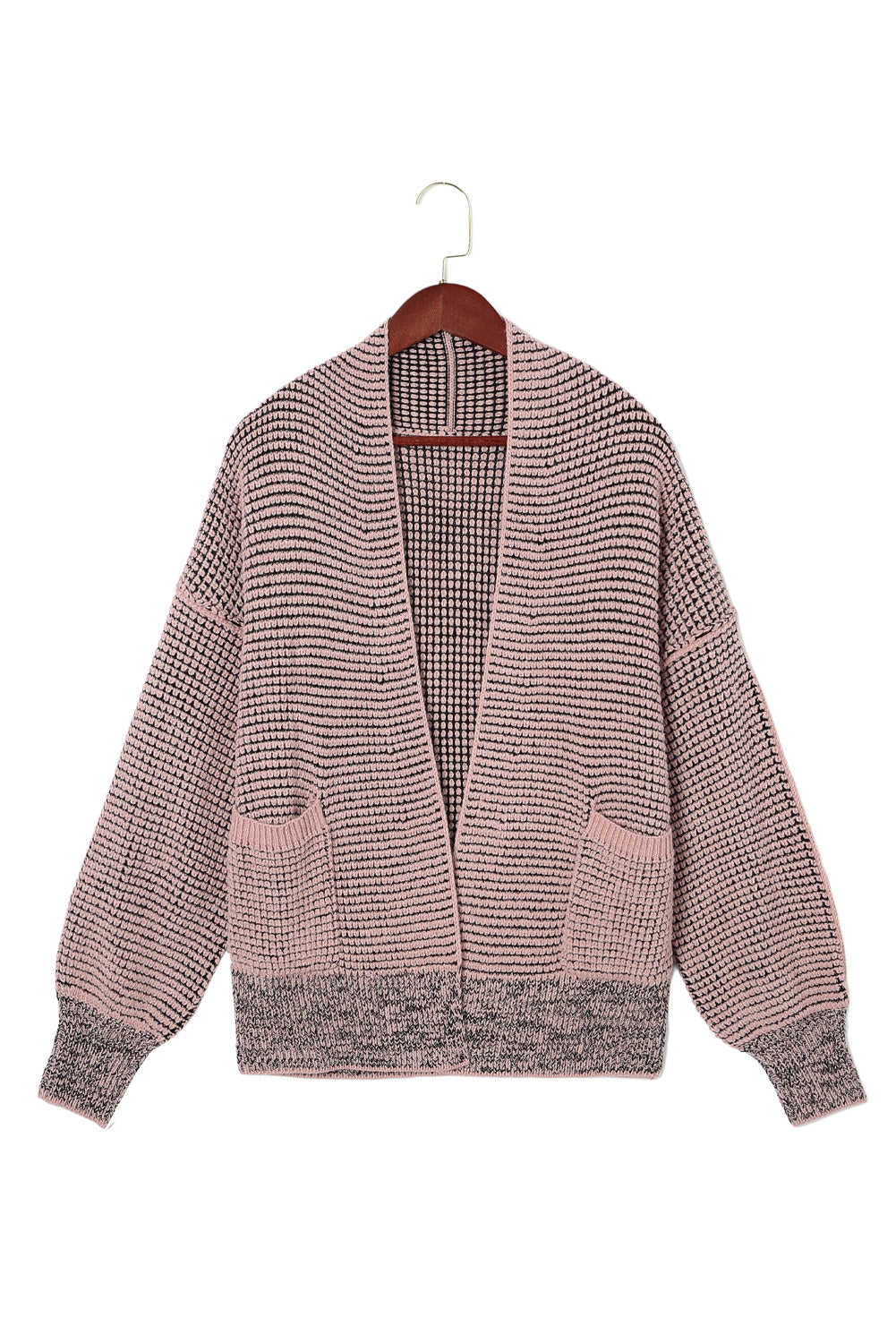 Gray Chunky Knit Pockets Drop Sleeve Cardigan