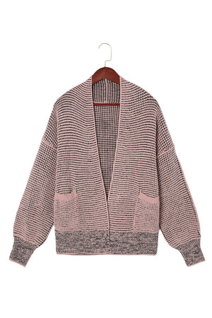 Gray Chunky Knit Pockets Drop Sleeve Cardigan