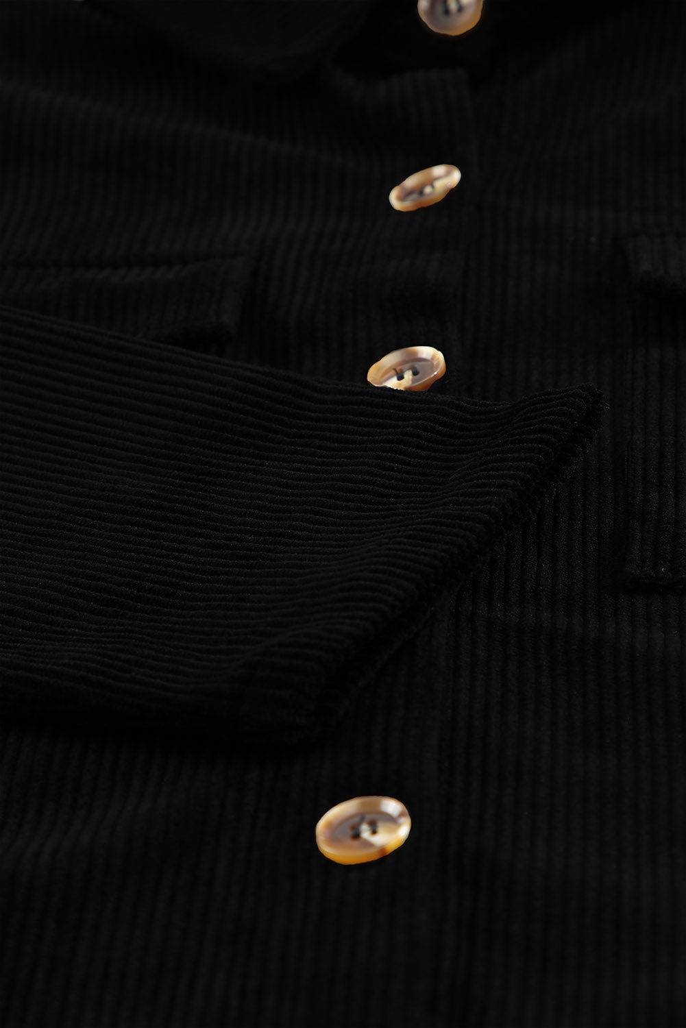 Beige Button Up Patch Pocket Corduroy Shacket