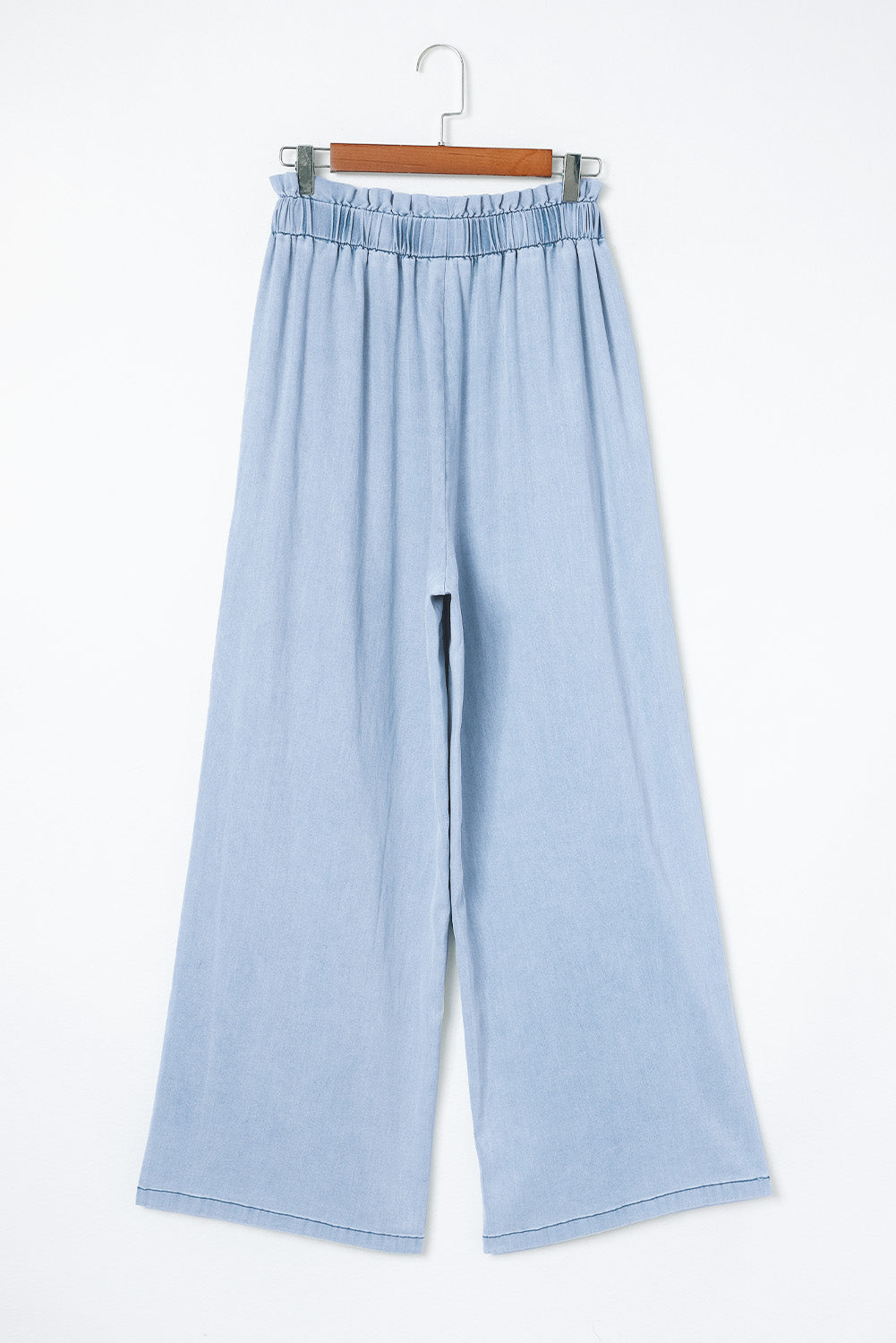 Blue High Waist Pocketed Wide Leg Tencel Jeans