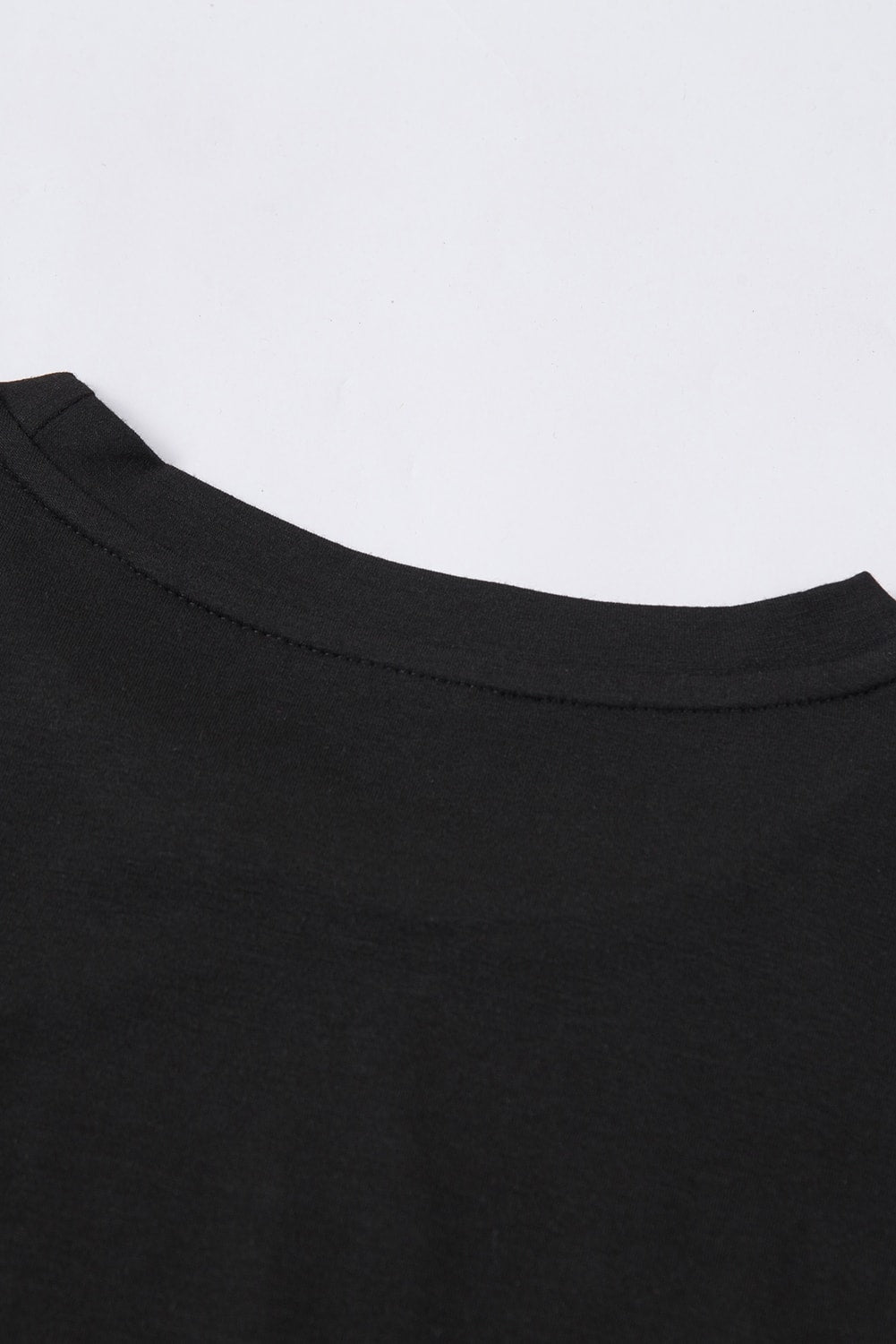 Green Plain Solid Color Crew Neck Tee