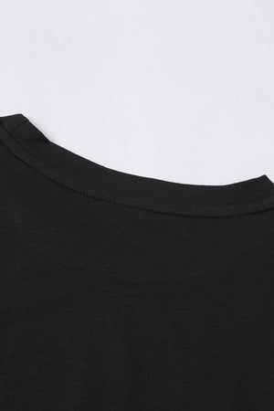 Green Plain Solid Color Crew Neck Tee