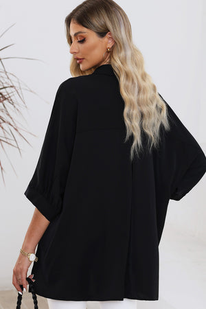 Green 3/4 Batwing Sleeve Oversize Button Up Shirt