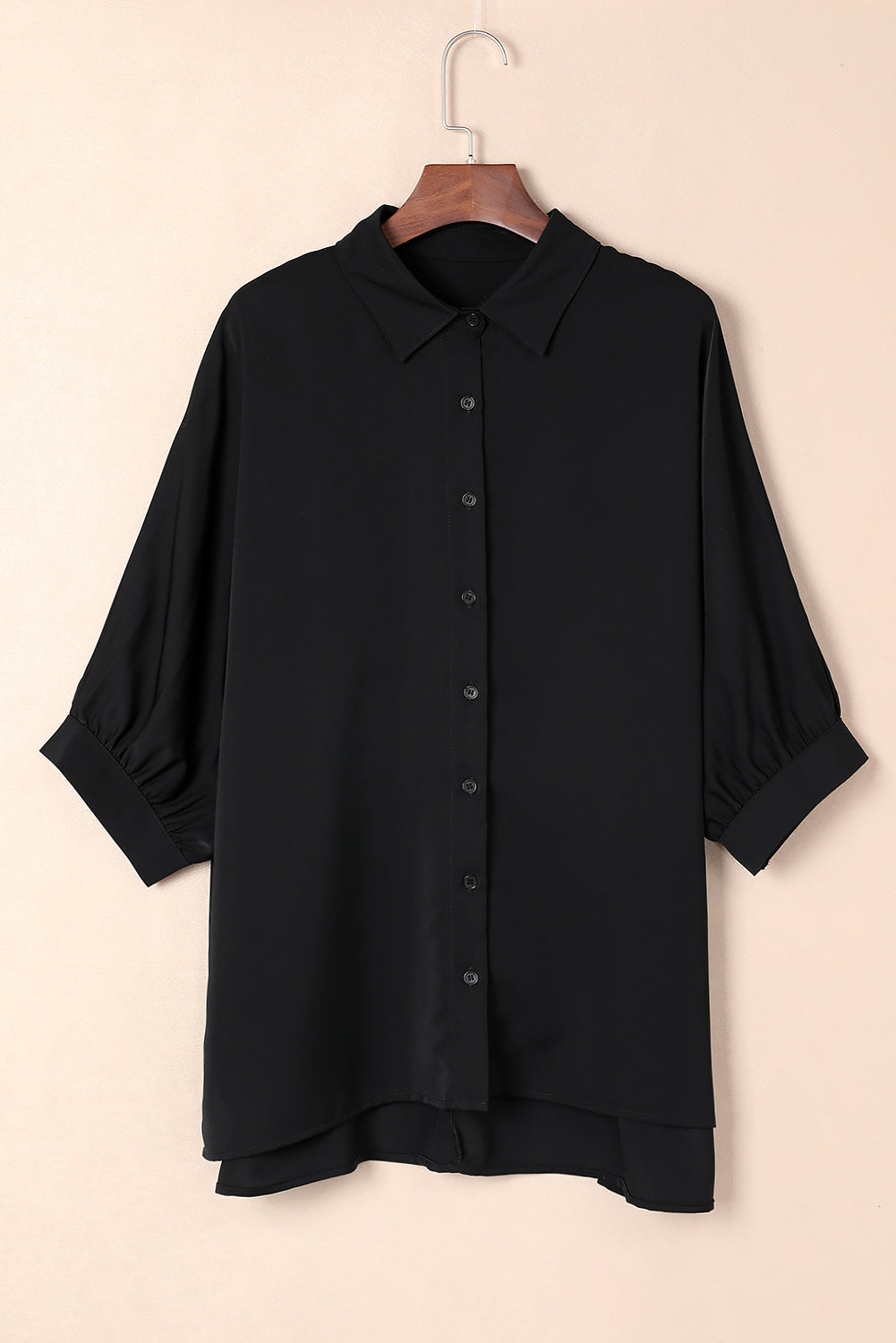 Green 3/4 Batwing Sleeve Oversize Button Up Shirt