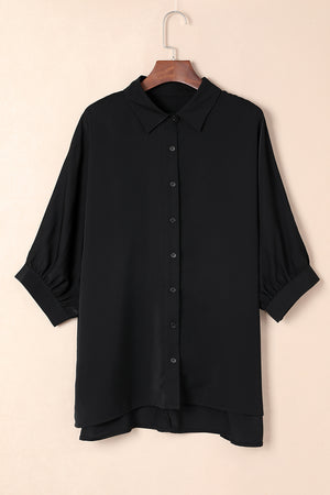 Green 3/4 Batwing Sleeve Oversize Button Up Shirt