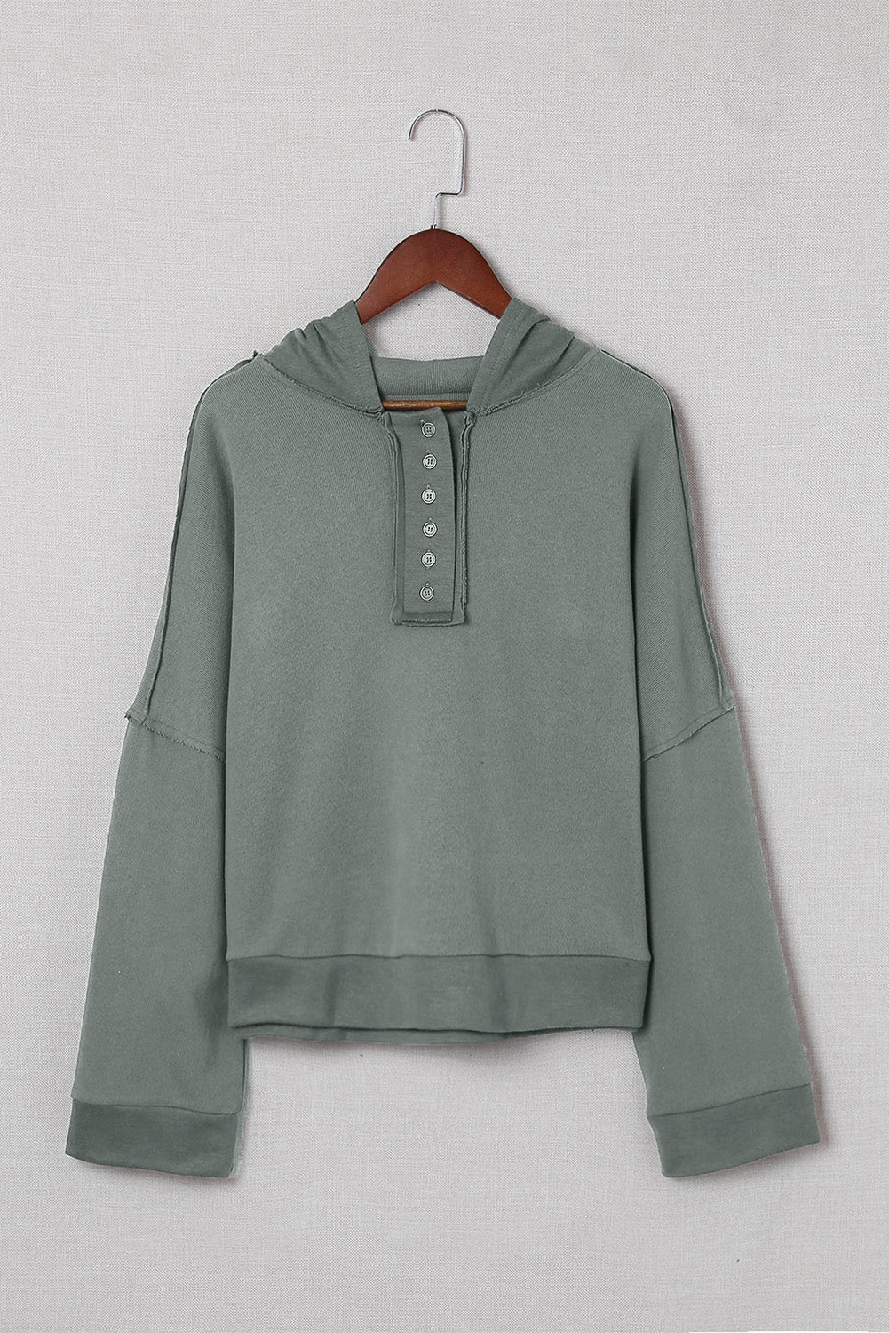 Orange Basic & Casual Button Front Pullover Hoodie