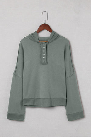 Orange Basic & Casual Button Front Pullover Hoodie