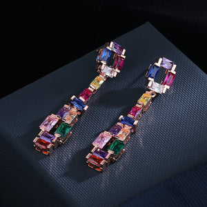 High-grade Contrast Color Fashion Eardrops Super Flash Zircon Earrings