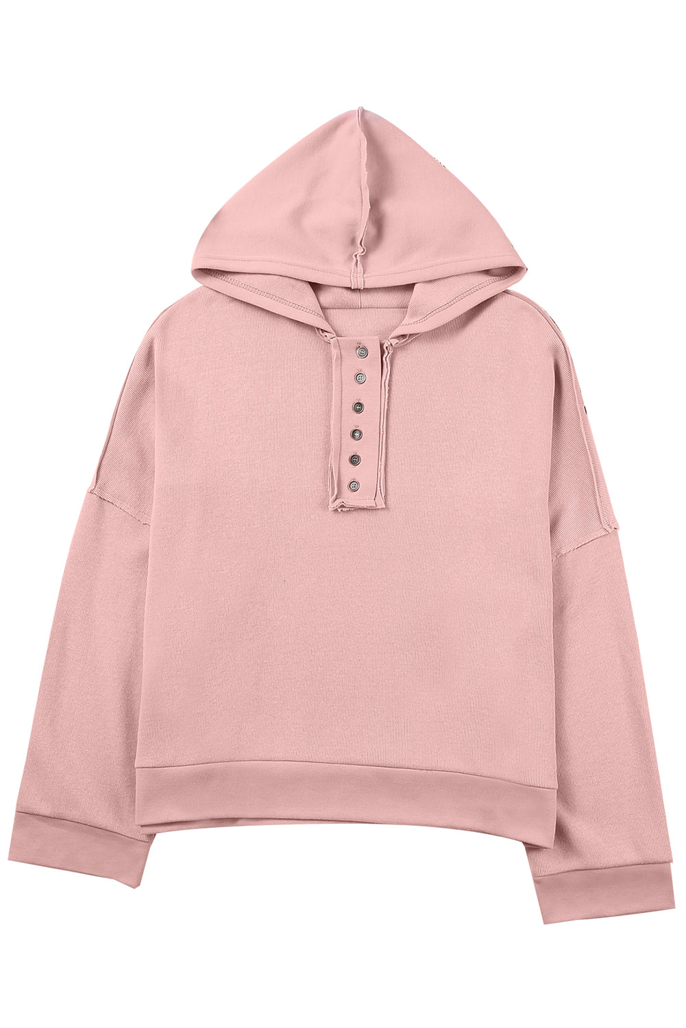 Orange Basic & Casual Button Front Pullover Hoodie