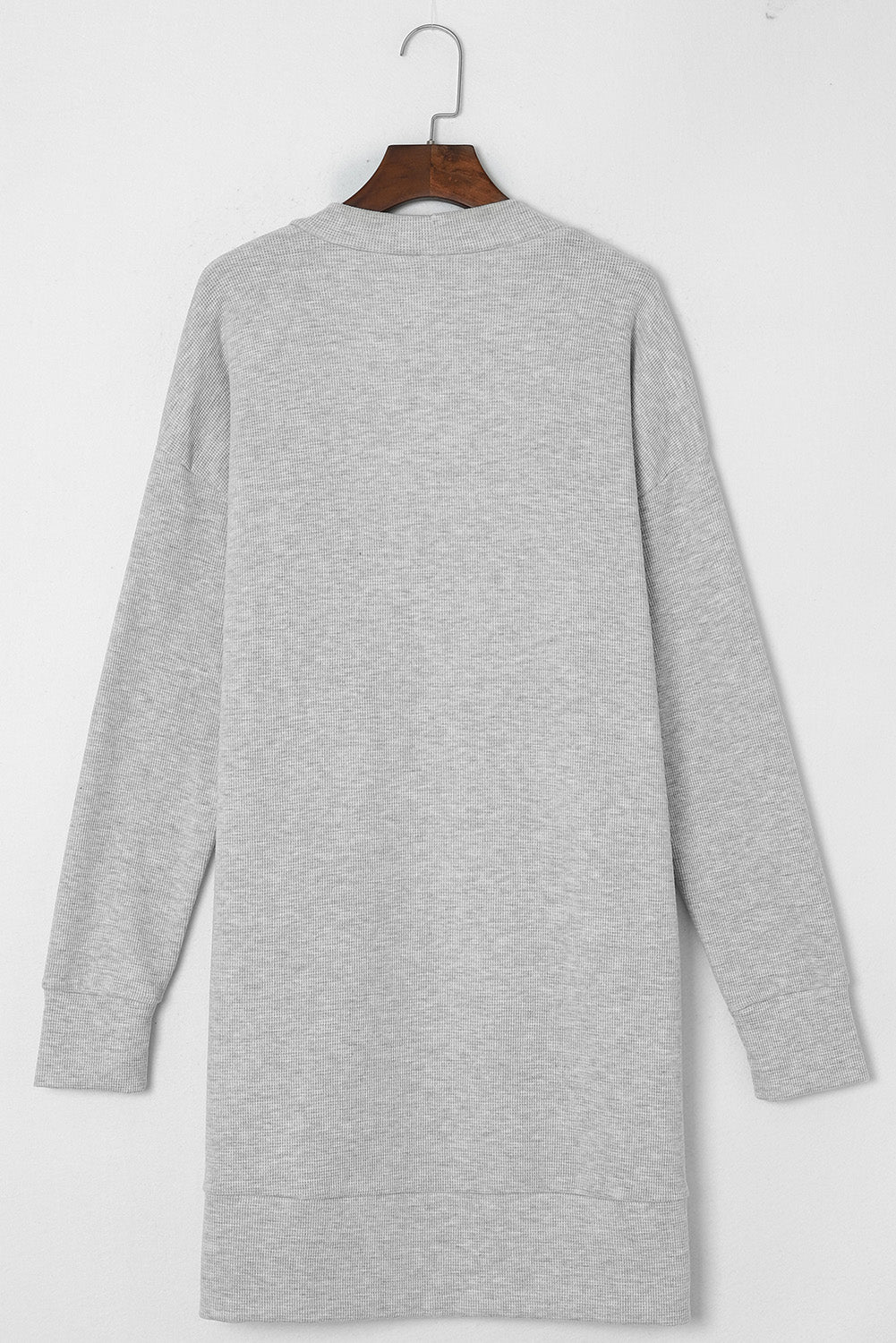 Beige Thermal Waffle Knit Pocketed Cardigan