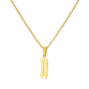 18K Gold Plating Stainless Steel Ancient English Letter Pendant Necklace