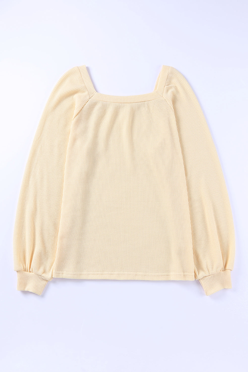Pink Waffle Texture Casual Square Neck Pullover Top