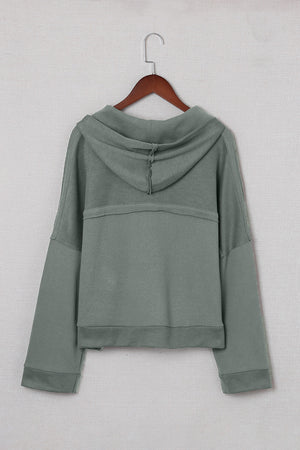Orange Basic & Casual Button Front Pullover Hoodie
