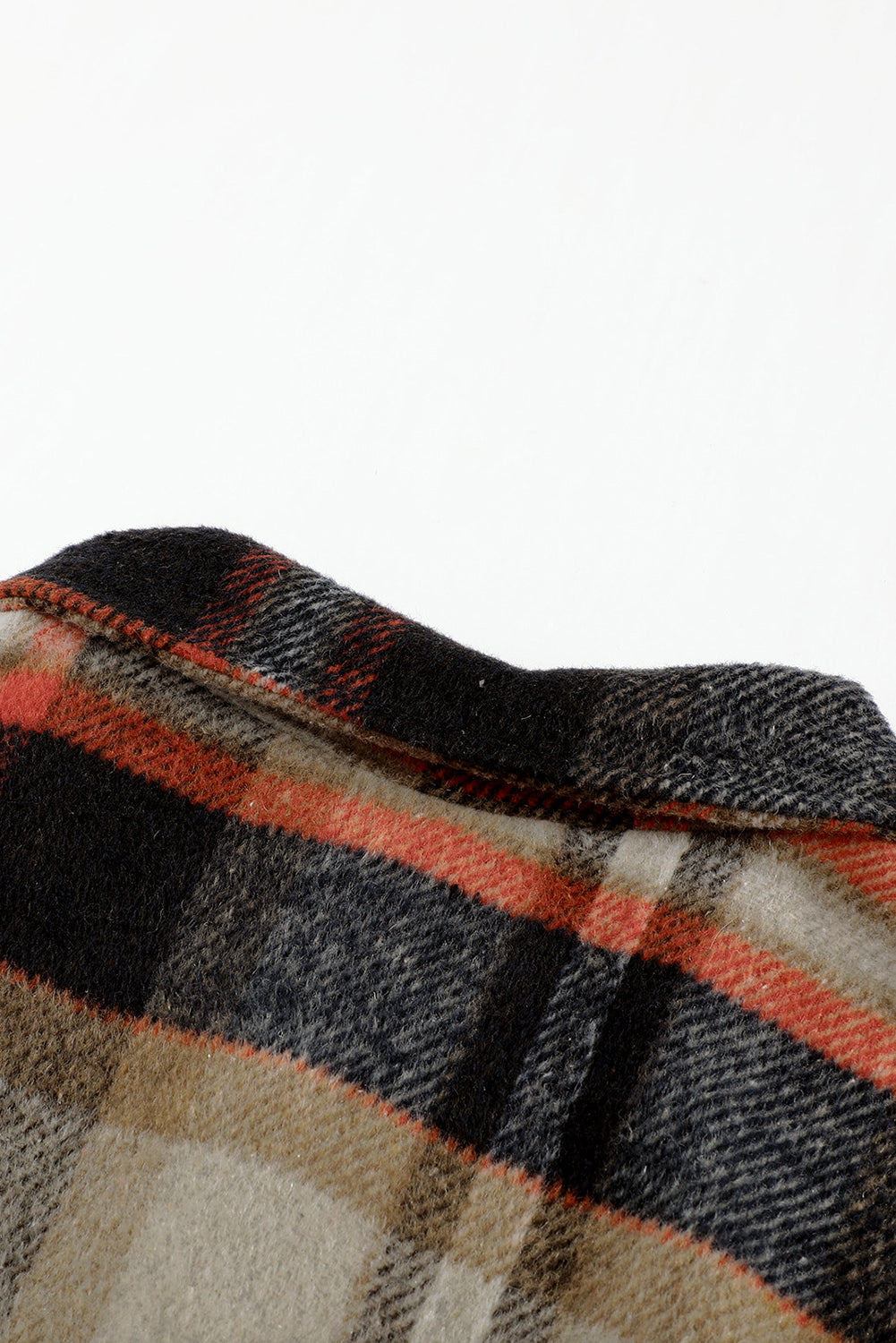 Brown Plaid Button Up Long Sleeve Flannel Jacket
