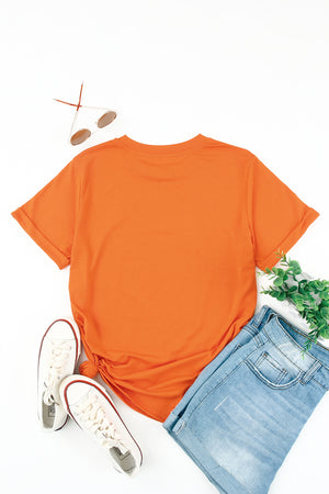 Green Plain Solid Color Crew Neck Tee