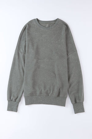 Green Drop Shoulder Ribbed Trim Oversized Sweatshirt