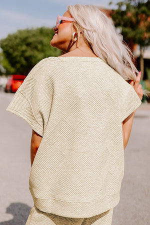 Black Textured Loose Fit T Shirt and Drawstring Pants Set