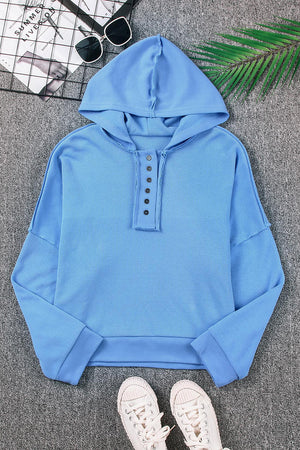 Orange Basic & Casual Button Front Pullover Hoodie
