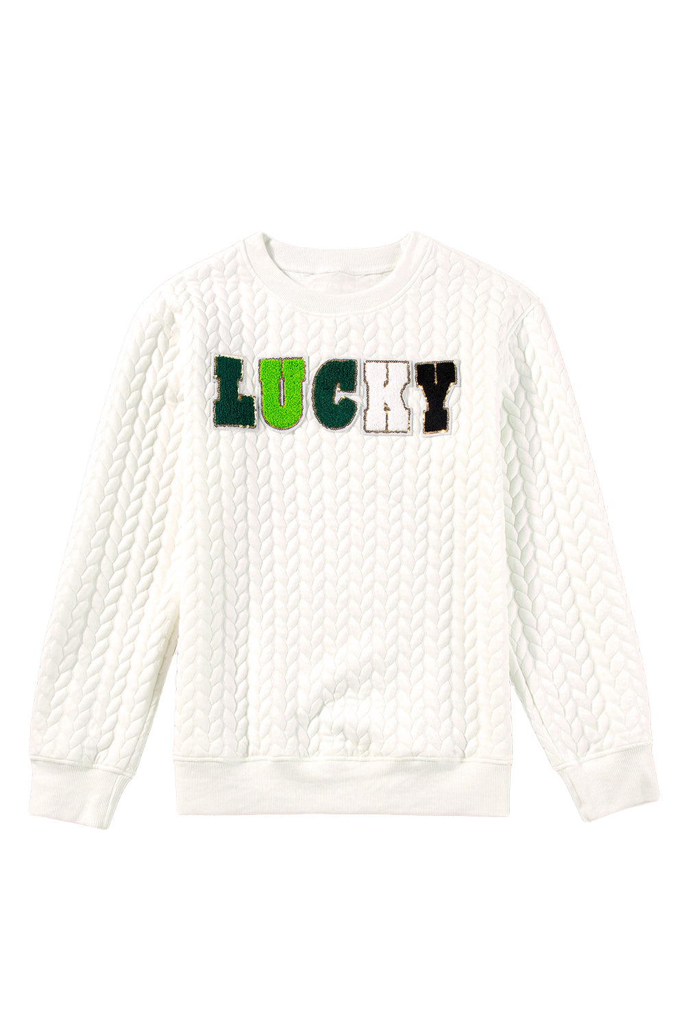 White Merry and Bright Quilted Sweatshirt