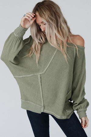 Gold Flame Exposed Seam Patchwork Dolman Sleeve Top