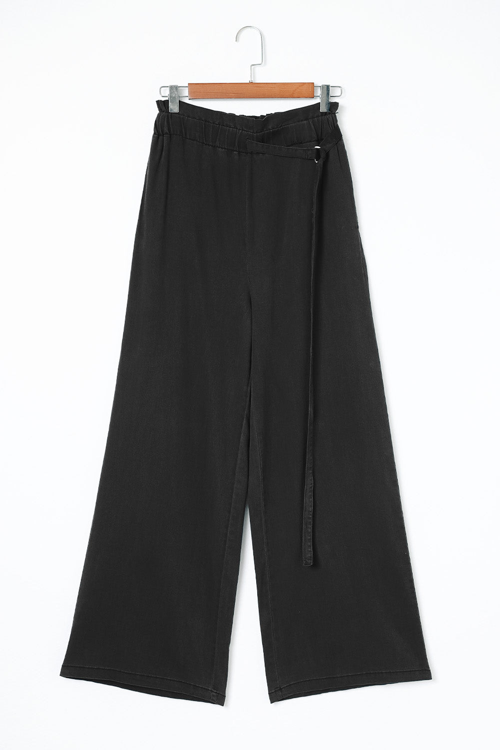 Blue High Waist Pocketed Wide Leg Tencel Jeans