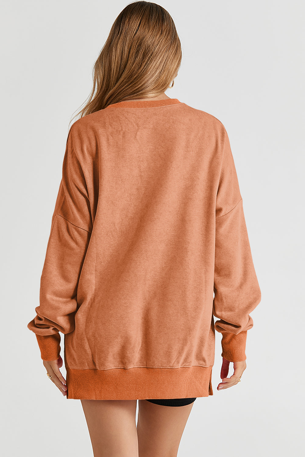 Green Drop Shoulder Ribbed Trim Oversized Sweatshirt