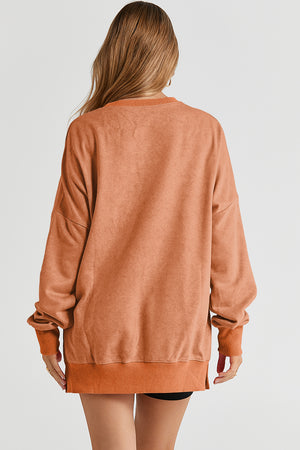 Green Drop Shoulder Ribbed Trim Oversized Sweatshirt