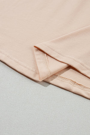 Khaki Casual Plain Crew Neck Tee