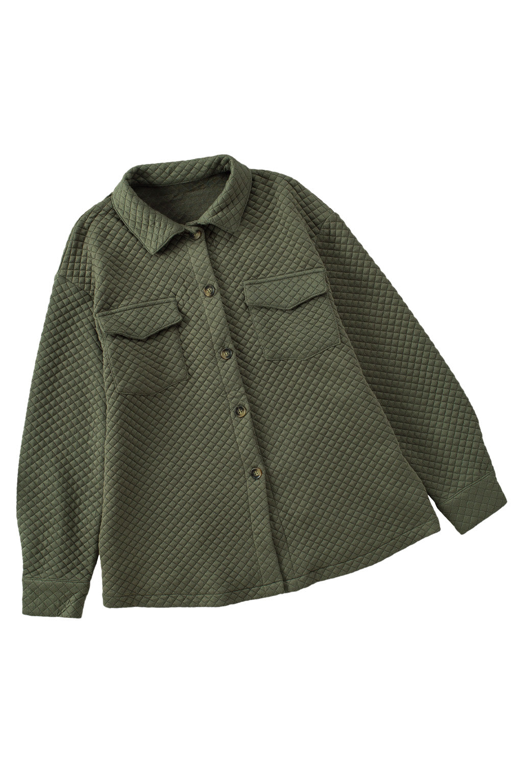 Black Lattice Texture Retro Flap Pocket Button Shacket