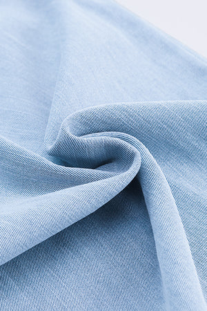 Blue High Waist Pocketed Wide Leg Tencel Jeans