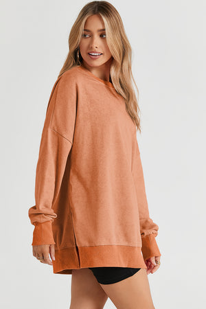Green Drop Shoulder Ribbed Trim Oversized Sweatshirt