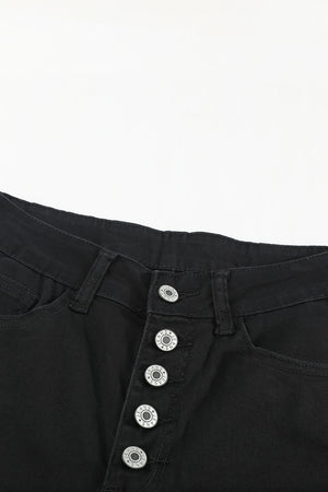 Green Frayed Raw Hem High Waist Denim Jeans