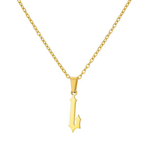 18K Gold Plating Stainless Steel Ancient English Letter Pendant Necklace
