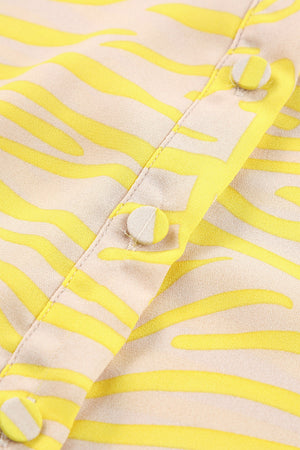 Multicolor Swirl Color Block Print Lantern Sleeve Shirt