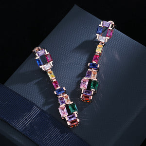 High-grade Contrast Color Fashion Eardrops Super Flash Zircon Earrings