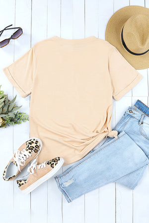 Green Plain Solid Color Crew Neck Tee