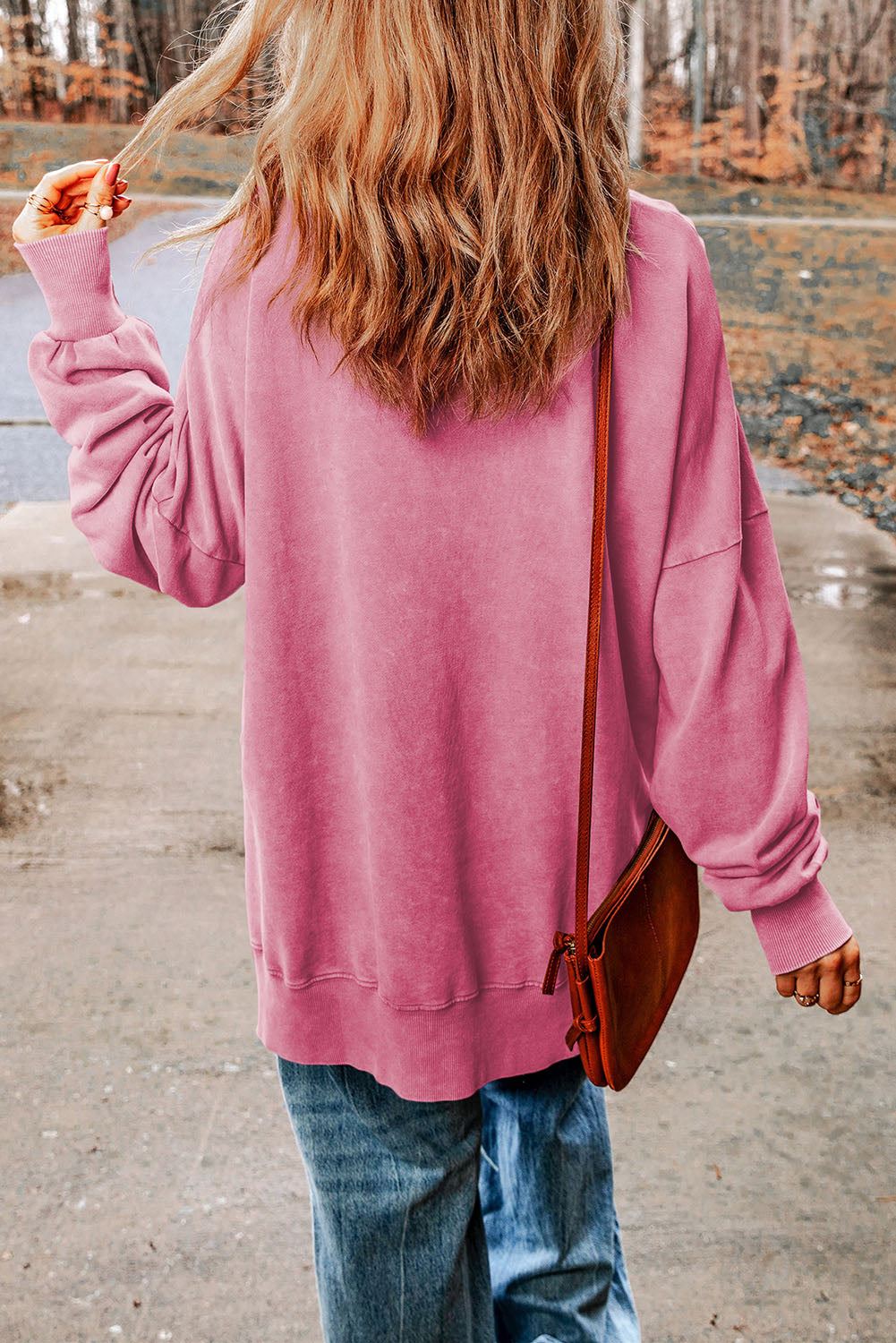 Green Drop Shoulder Ribbed Trim Oversized Sweatshirt