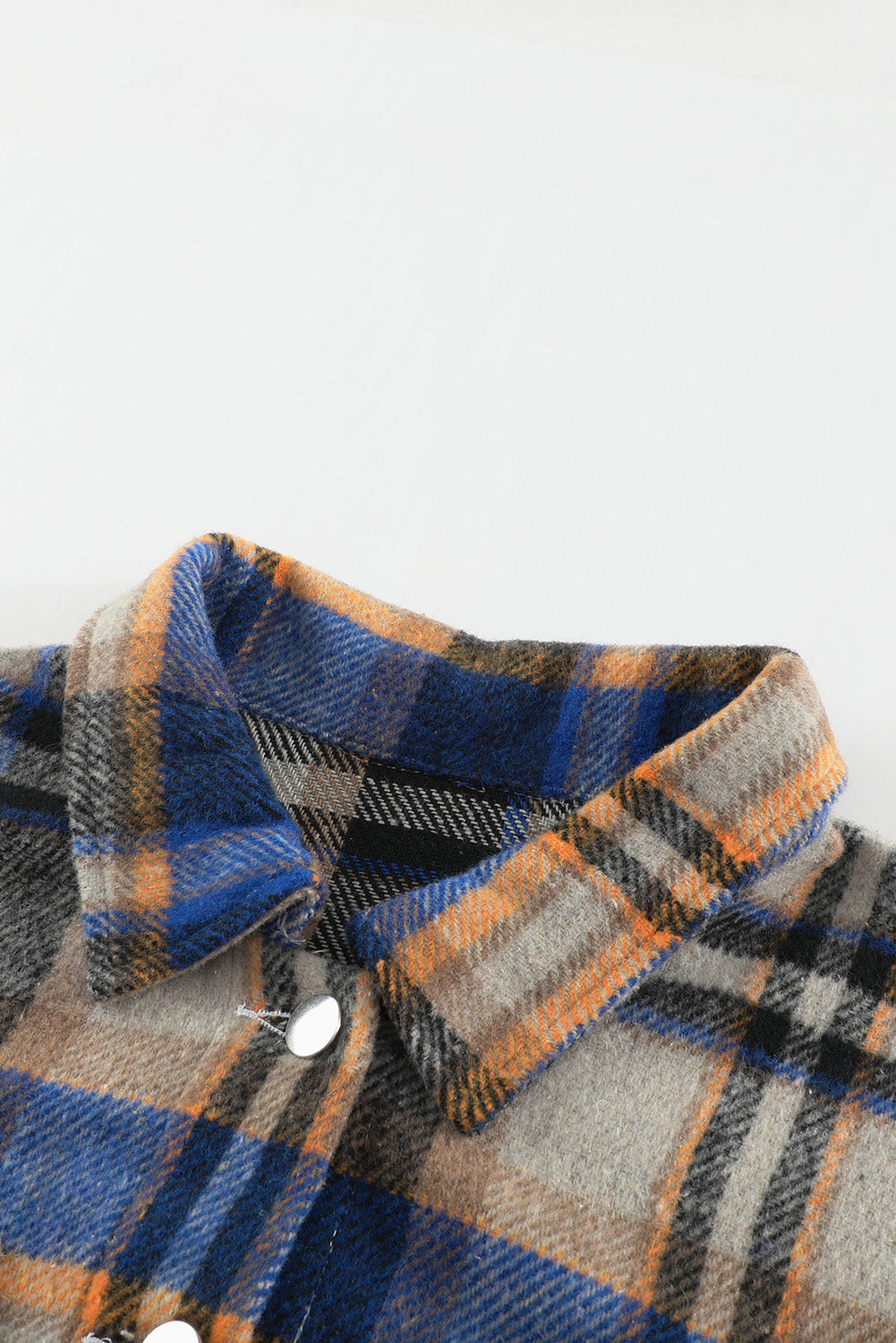 Brown Plaid Button Up Long Sleeve Flannel Jacket