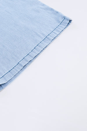 Blue High Waist Pocketed Wide Leg Tencel Jeans