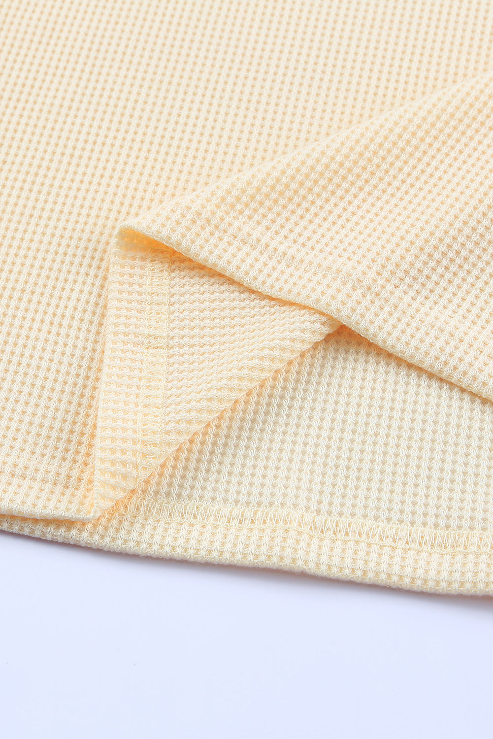 Pink Waffle Texture Casual Square Neck Pullover Top