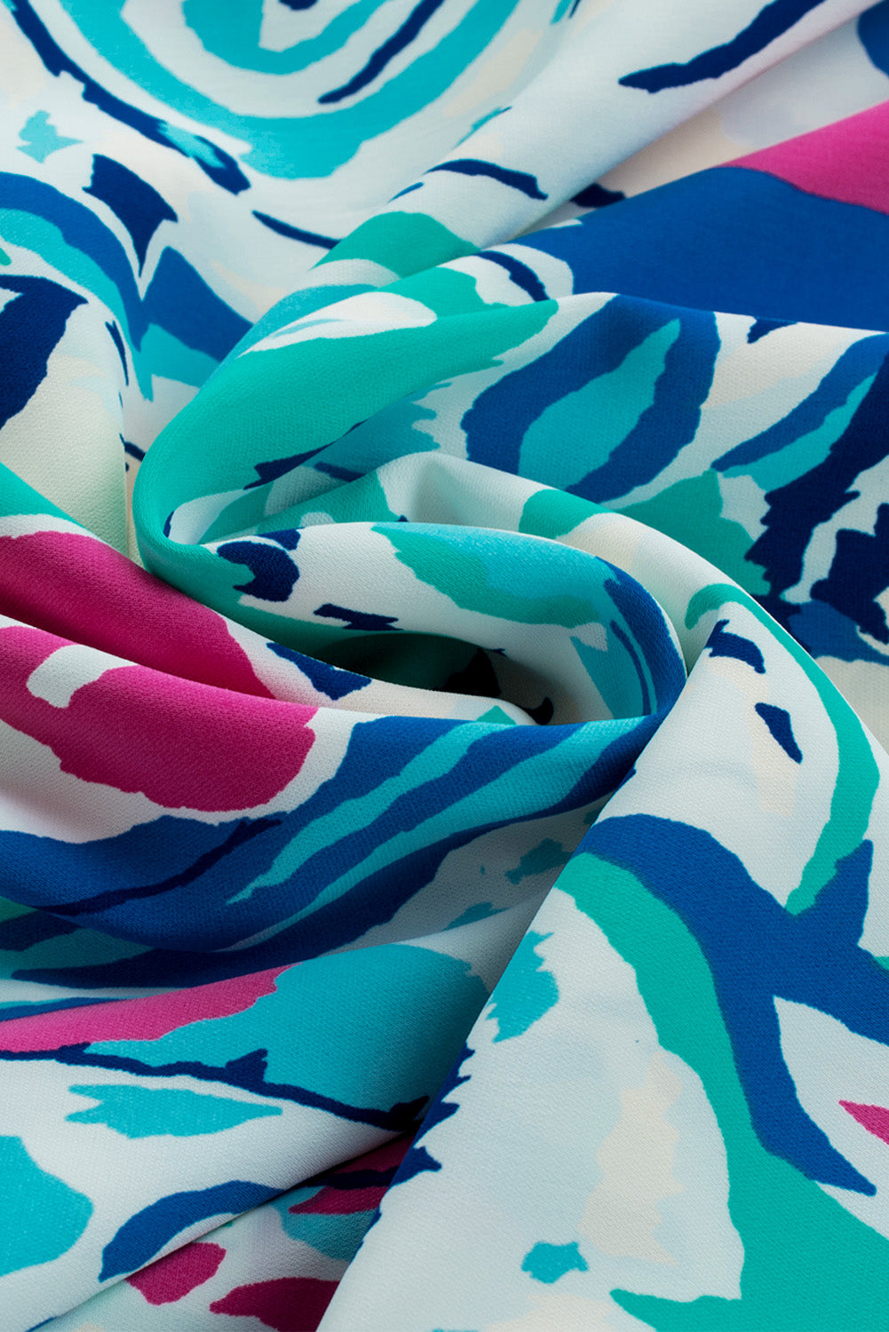 Sky Blue Paisley Print Lantern Sleeve Shirred Cuffs Blouse