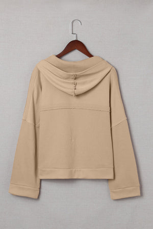 Orange Basic & Casual Button Front Pullover Hoodie