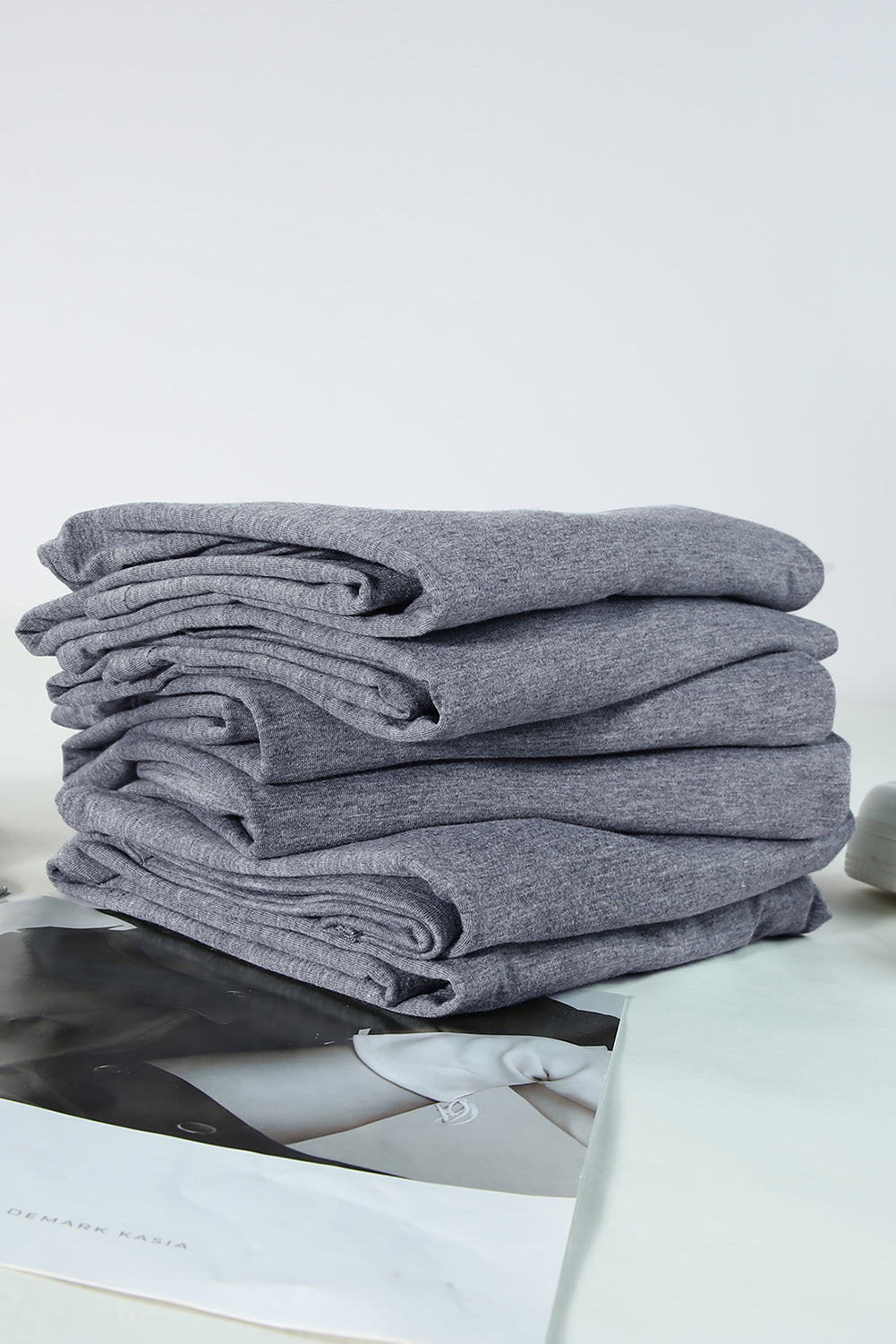 Green Plain Solid Color Crew Neck Tee