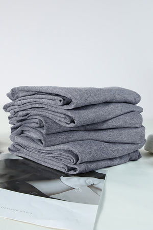 Green Plain Solid Color Crew Neck Tee