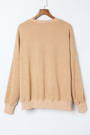Green Drop Shoulder Ribbed Trim Oversized Sweatshirt