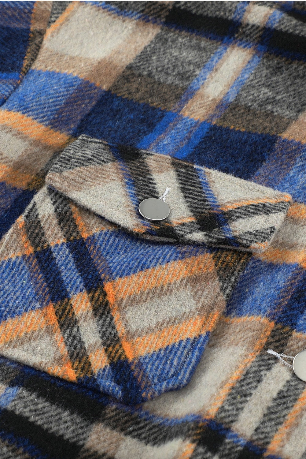 Brown Plaid Button Up Long Sleeve Flannel Jacket