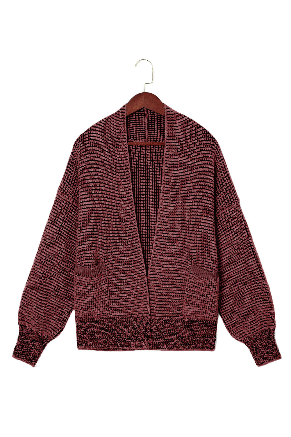Gray Chunky Knit Pockets Drop Sleeve Cardigan