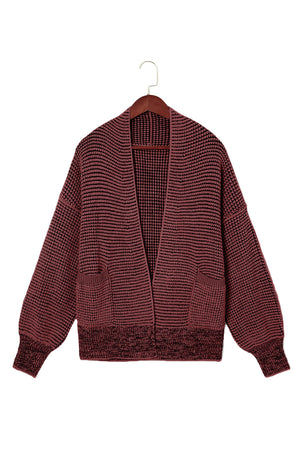 Gray Chunky Knit Pockets Drop Sleeve Cardigan