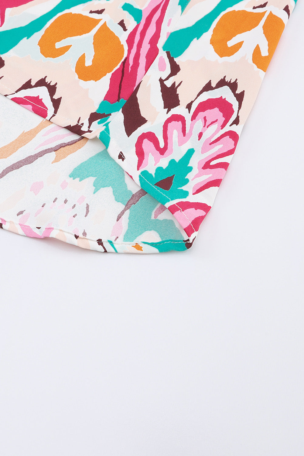 Sky Blue Paisley Print Lantern Sleeve Shirred Cuffs Blouse